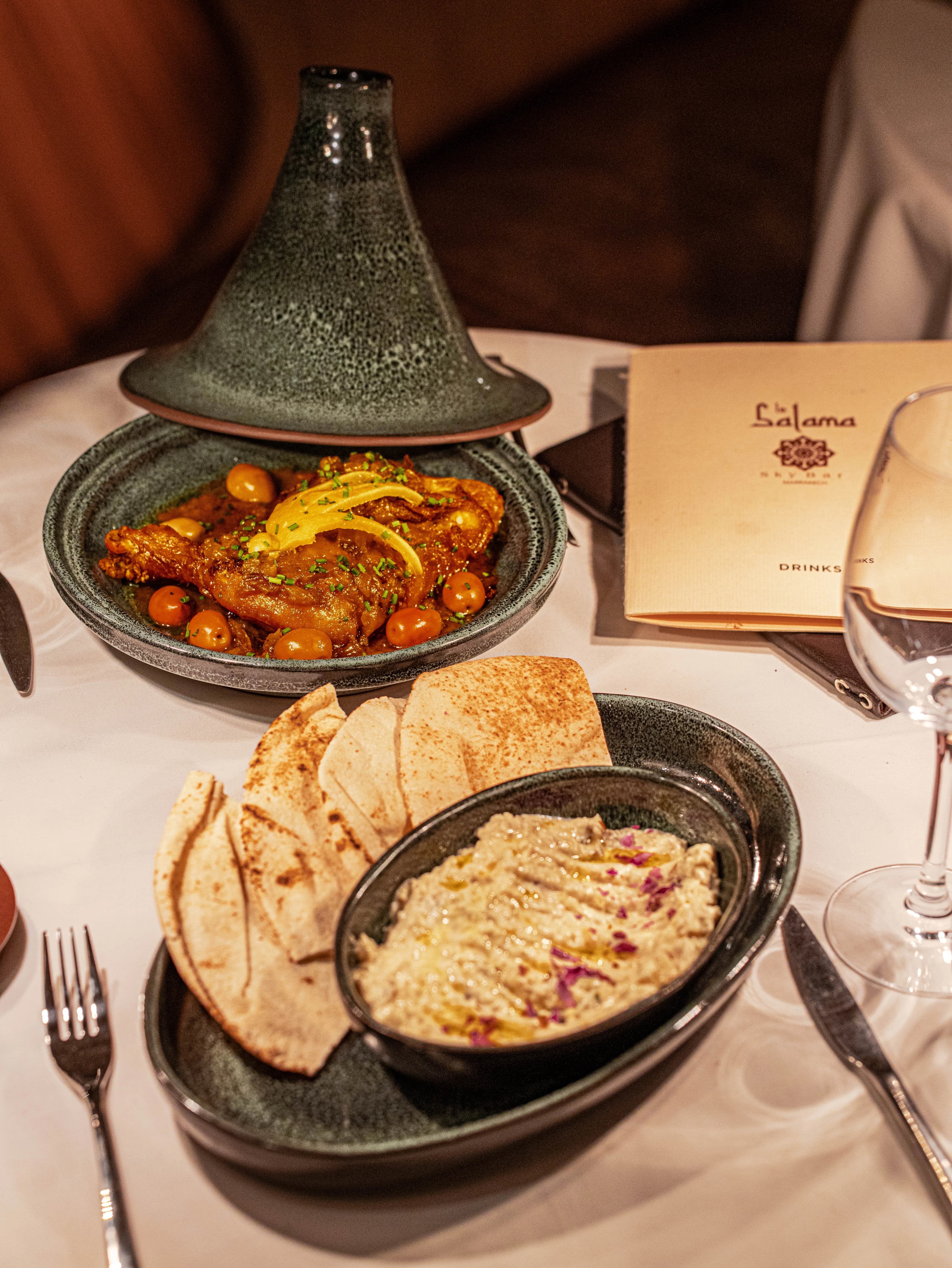 Scenic terrace dining at Le Salama, located a short walk from Palais Bahia Marrakech