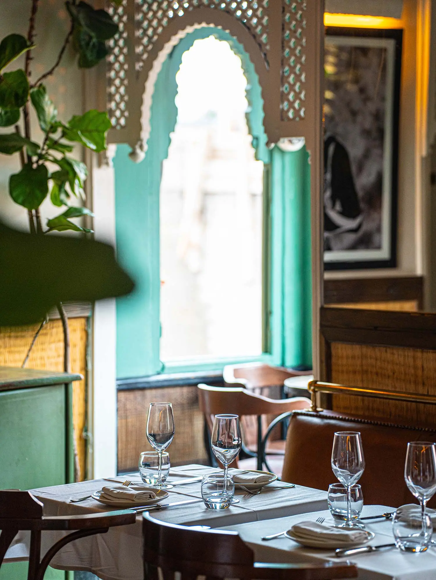 Sunset view from Le Salama Marrakech rooftop with oriental Moroccan décor